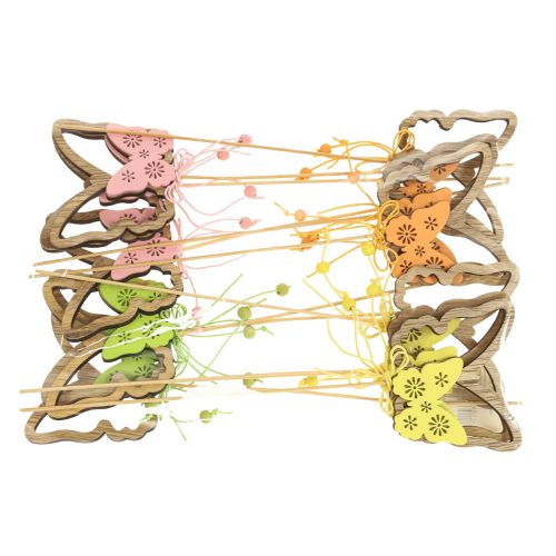 Floristik24 Blumenstecker Schmetterling Dekostecker Holz 8,5x7cm 12 St