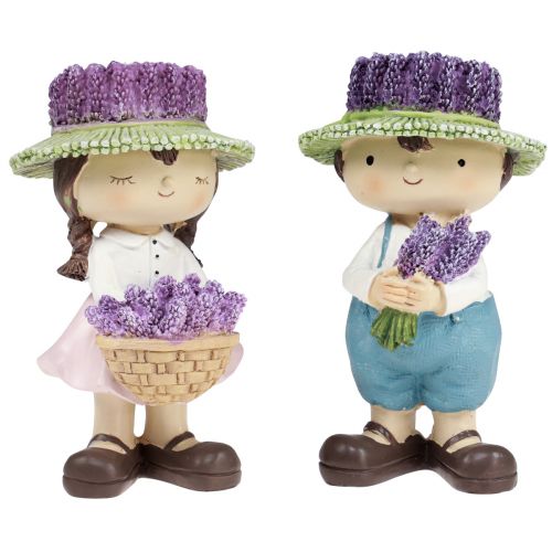 Floristik24 Dekofiguren Lavendel Deko Mädchen & Junge H14,5cm 2St