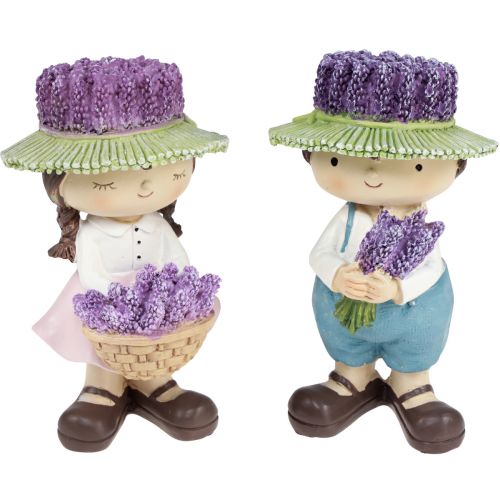 Floristik24 Dekofiguren Lavendel Deko Mädchen & Junge H14,5cm 2St
