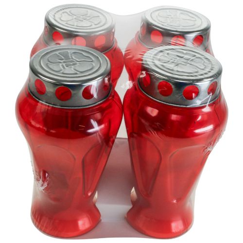 Artikel Grabkerzen Rot Tropfen Trauerlichter Ø9cm H17cm 4 St