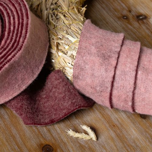 Artikel Filzband zweifarbig Topfband Wollfilz Band Rosa Rot 7,5cm 5m