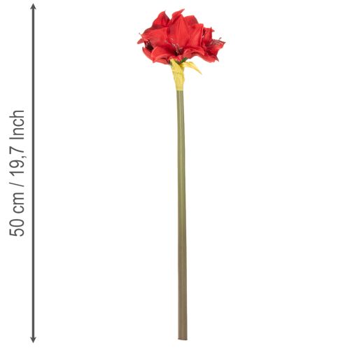 Kunstblume Amaryllis Rot mit Stiel Blumendeko für Weihnachten 50cm | Floristik24.de