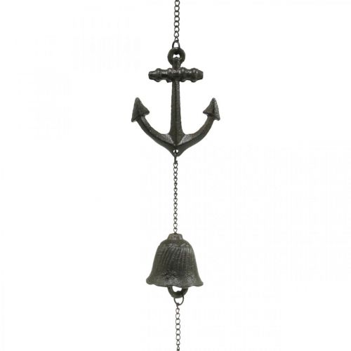 Aufhänger Anker Glocke, Maritime Deko Windspiel, Gusseisen L47,5cm