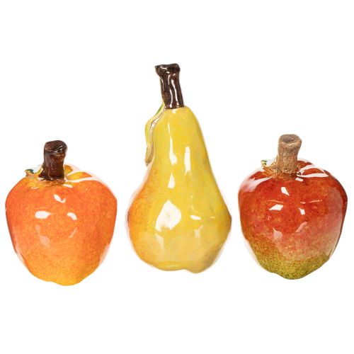 Künstliches Obst Set Apfel Birne Dekorationsartikel Herbst 12cm 3St | Floristik24.de
