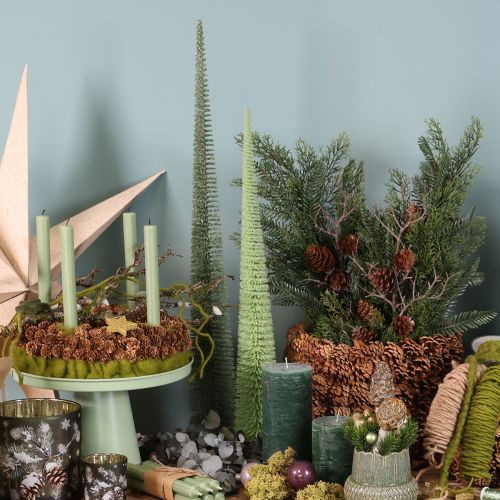 Deko Tannenbaum künstlich mit Holzsockel für Weihnachtsdeko 80cm | Floristik24.de