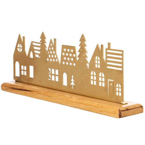 Häuser Silhouette Dekoration Advent auf Holzsockel 29cm