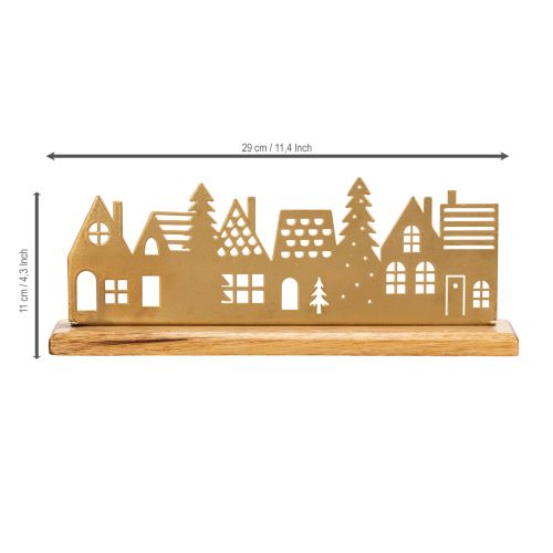 Häuser Silhouette Dekoration Advent auf Holzsockel 29cm | Floristik24.de