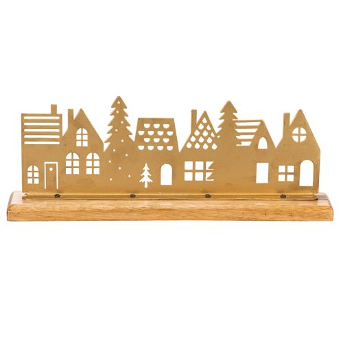 Häuser Silhouette Dekoration Advent auf Holzsockel 29cm | Floristik24.de