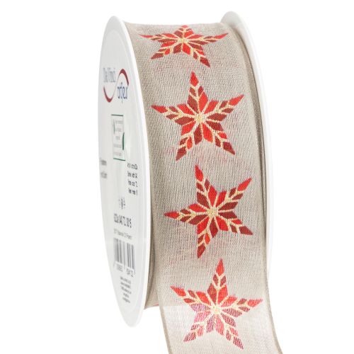 Dekoband mit roten Sternen Breit 40mm 15m