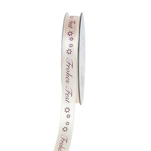 Floristik24 Band "Frohes Fest" Creme 15mm 20m