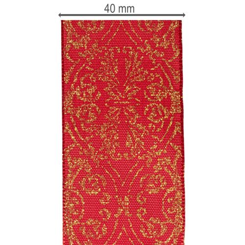 Geschenkband mit festlichem Muster zum Basteln und Verzieren 40mm 15m | Floristik24.de