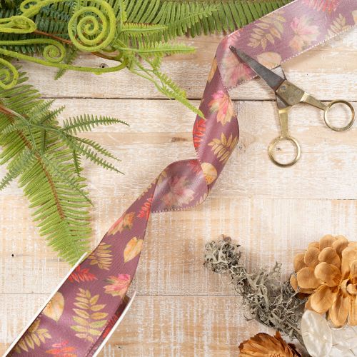 Dekoband mit Herbstlaub Motiv 40mm 15m | Floristik24.de