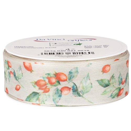 Geschenkband Herbst mit Hagebutten und Blättern 40mm 18m | Floristik24.de