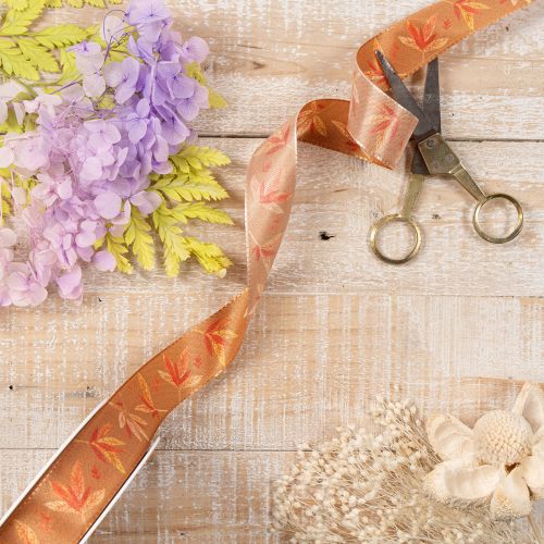 Geschenkband Herbst mit Blättern für kreative Verpackungen 25mm 18m | Floristik24.de