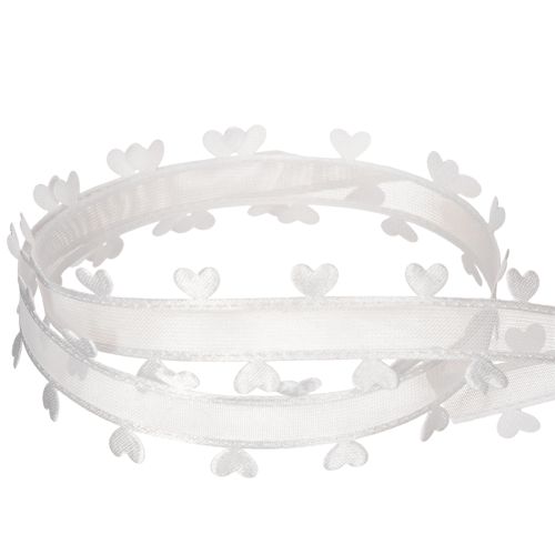 Dekoband Weiß mit Herzen für kreative Bastelideen 20mm 15m | Floristik24.de