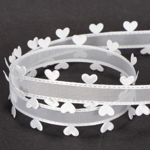 Dekoband Weiß mit Herzen für kreative Bastelideen 20mm 15m | Floristik24.de