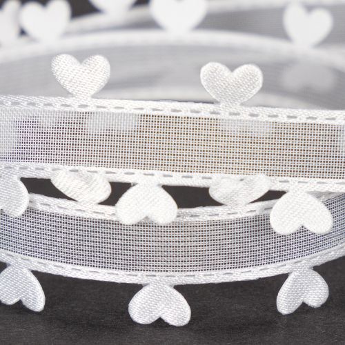 Dekoband Weiß mit Herzen für kreative Bastelideen 20mm 15m | Floristik24.de