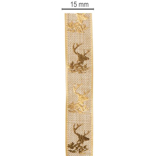 Dekoband Hirsch Weihnachtsband 15mm 15m | Floristik24.de