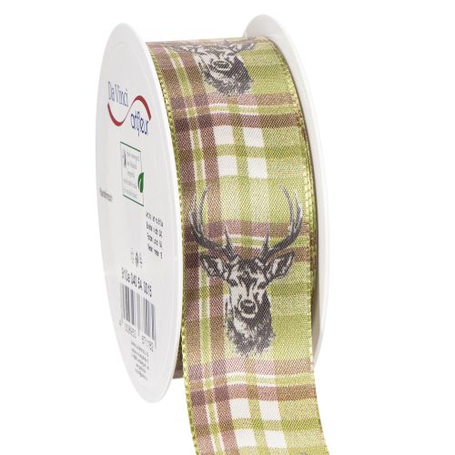 Dekoband Hirschkopf Karomuster 40mm 15m
