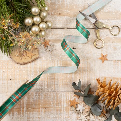 Geschenkband kariert für Weihnachtsgeschenke 15mm 20m | Floristik24.de