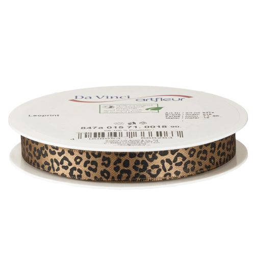 Band Leopard Print Seidenband Braun Schwarz 15mm 18m | Floristik24.de