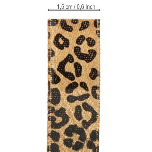 Artikel Band Leopard Print Seidenband Braun Schwarz 15mm 18m