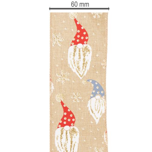Dekoband Weihnachtswichtel auf Juteband Winterliches Motiv 60mm 10m | Floristik24.de