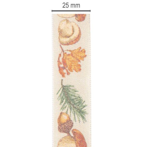 Dekoband mit Pilzen und Herbstlaub Motiv 25mm 18m | Floristik24.de