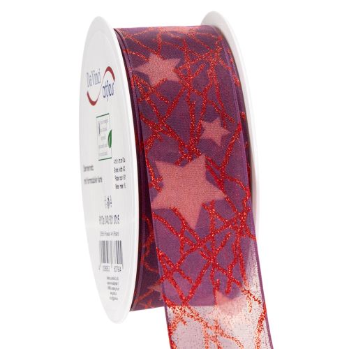 Schmuckband Sterne glitzernd für Weihnachtsdeko 40mm 15m