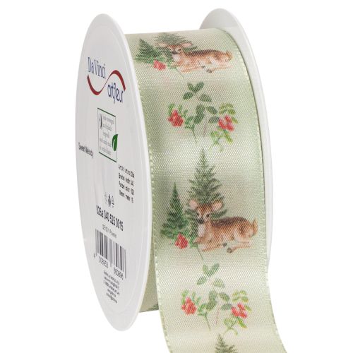Dekoband mit Reh Motiv Wald und Blumen 40mm 15m
