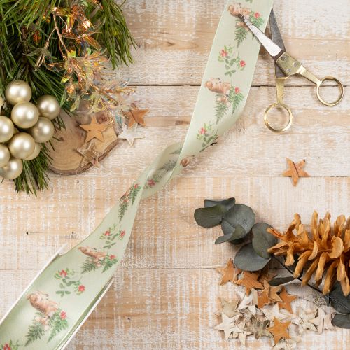 Dekoband mit Reh Motiv Wald und Blumen 40mm 15m | Floristik24.de