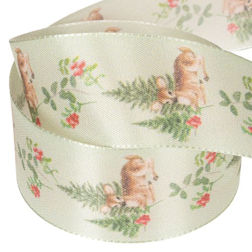Dekoband mit Reh Motiv Wald und Blumen 40mm 15m | Floristik24.de