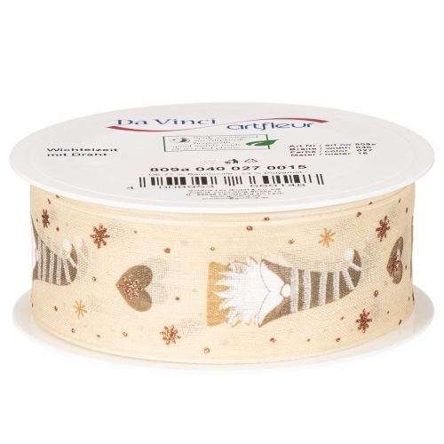 Dekoband Wichtel und Herzen für Geschenke und Basteln 40mm 15m | Floristik24.de