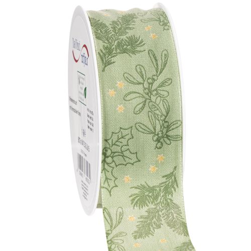Geschenkband Stechpalme und Mistel 40mm 15m