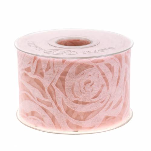Floristik24 Dekoband Rosen Breit Rosa 63mm 20m