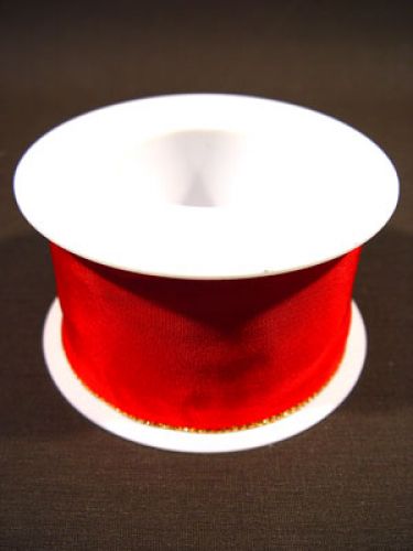 Geschenkband mit goldener Kante, 6,0cm 25m rot