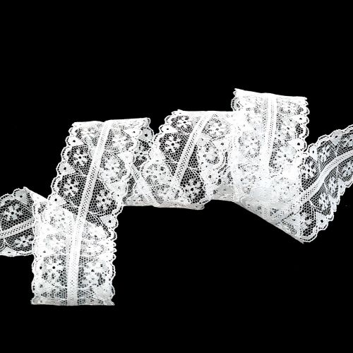 Floristik24 Spitzenband Vintage Weiß 40mm 20m