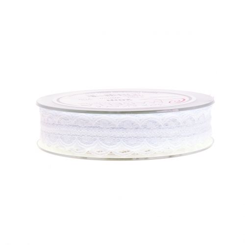 Floristik24 Spitzenband mit Wellenrand Weiß 20mm 20m