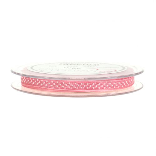 Floristik24 Dekoband mit Punkten Rosa 7mm L20m