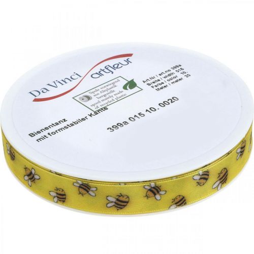 Artikel Dekoband Frühling Gelb, Schleifenband mit Bienen B15mm L20m
