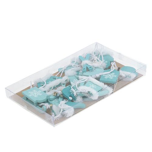 Floristik24 Baumschmuck Mix 3,5cm - 7,5cm Blau, Weiß 12St