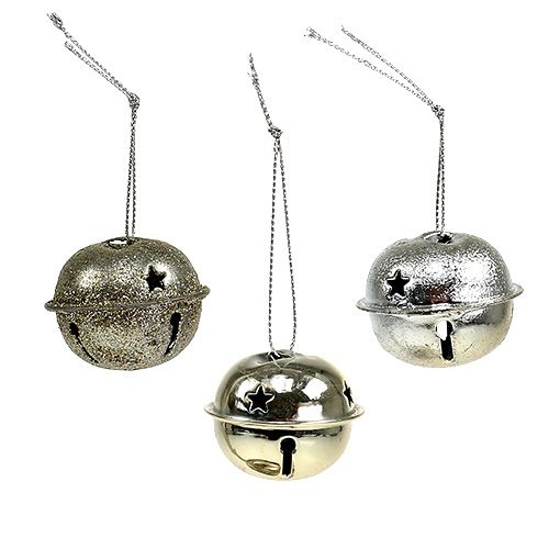 Floristik24 Christbaumschmuck Metallglocke 4cm Silber 12St