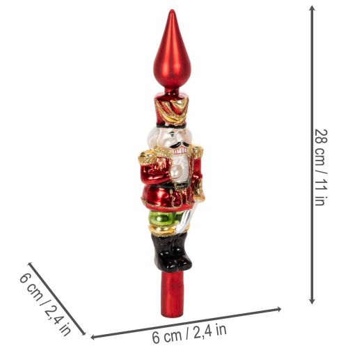 Christbaumspitze Nussknackerfigur in Rot für den Weihnachtsbaum 28cm Echtglas | Floristik24.de