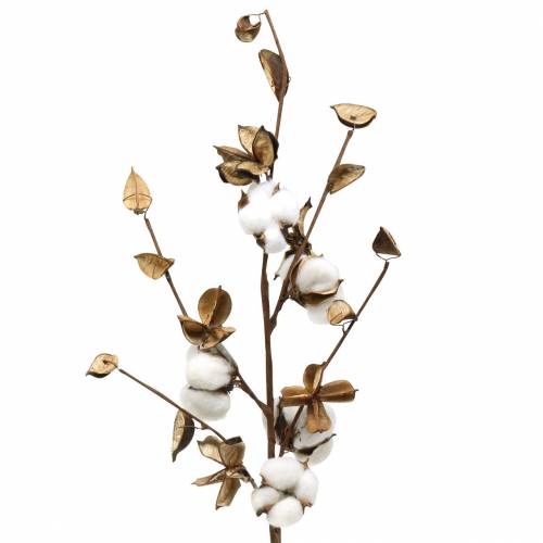 Baumwollzweig 42cm IG Kunstblumen künstliche Baumwolle Blumen Seidenblumen 