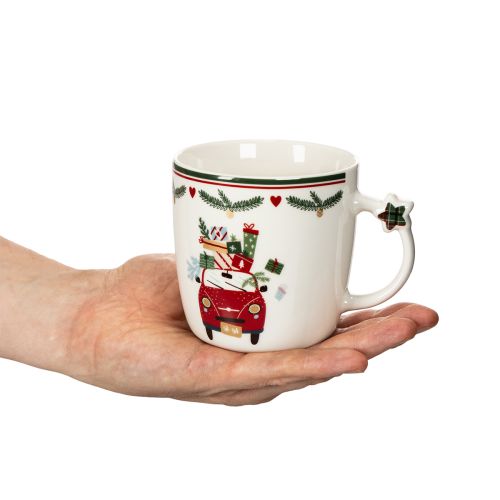 Becher Keramik Weihnachtsmotiv Auto mit Geschenken 9cm | Floristik24.de