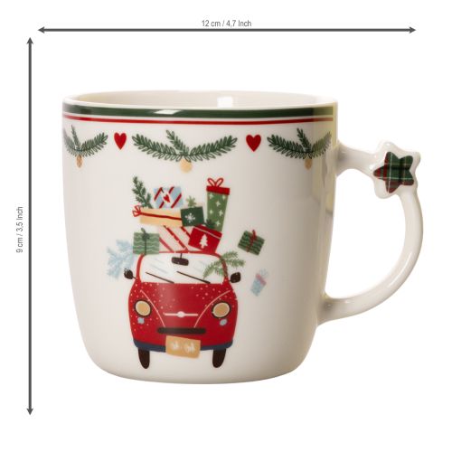 Becher Keramik Weihnachtsmotiv Auto mit Geschenken 9cm | Floristik24.de
