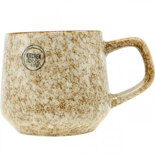 Floristik24 Steingut Tasse Becher mit Henkel Braun, Beige 9,5cm 2St
