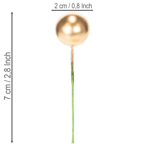 Goldene Beeren künstlich Kugeln am Draht für festliche Gestecke 2cm 48St | Floristik24.de