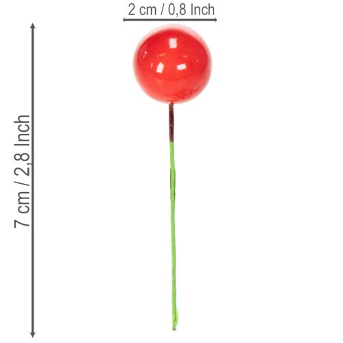 Künstliche rote Beeren Mini Weihnachtskugeln für floristische Dekoration 2cm 48St | Floristik24.de