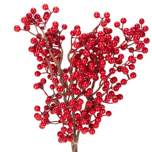Künstlicher Ilexzweig mit roten Beeren dekorativer Zweig für Vasen 47cm 3St kaufen | Floristik24.de